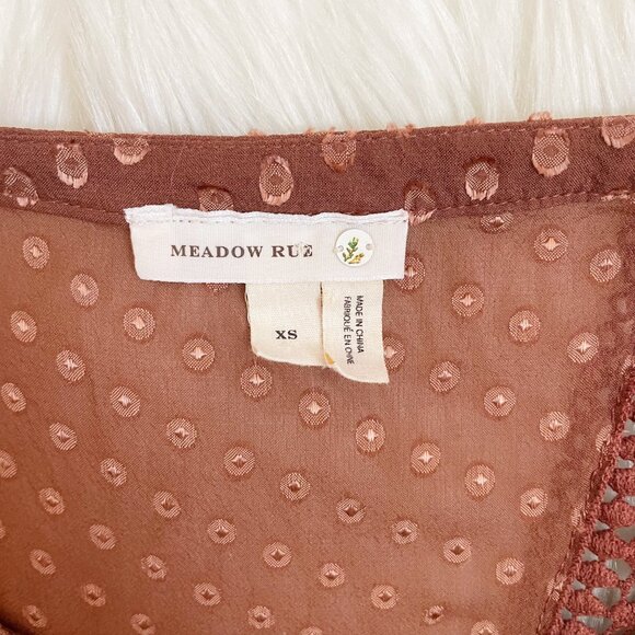 Anthropologie Rust Grassland Swiss Dot Pintuck Silk Short Sleeve Blouse Top - Picture 6 of 8